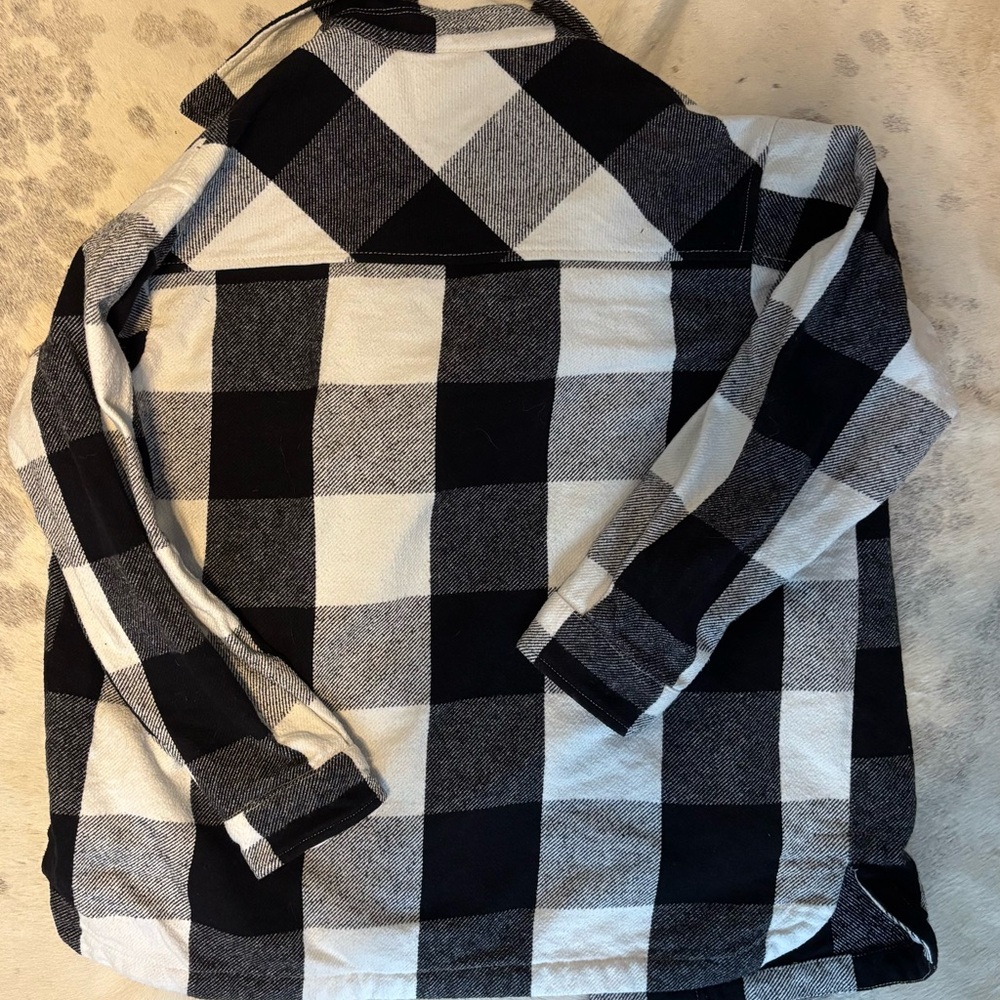 Lucky Brand Black and White Plaid Flannel Shirt Jacket - Picture 6 of 6